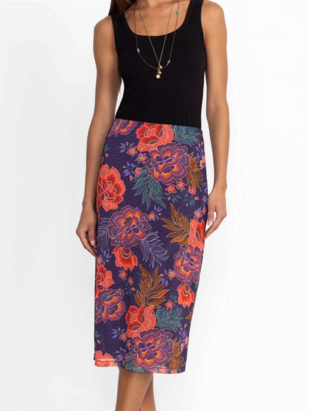 Johnny Was Jade NWT Lizandrea Mesh Skirt Ettas Garden Boho Preppy Womens L